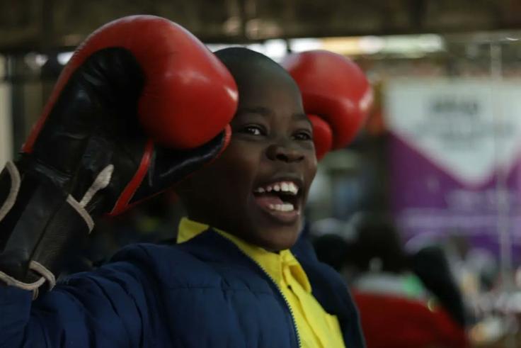 A young boxer from Box Girls Kenya