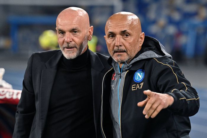 AC Milan boss Stefano Pioli and former Napoli manager Luciano Spaletti || image credit: Imago
