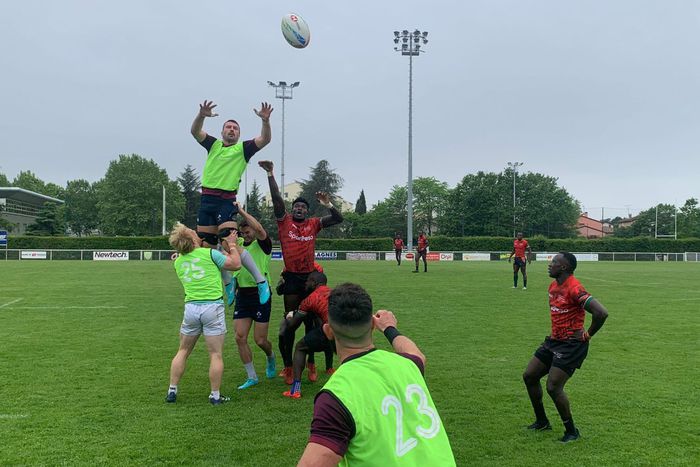 Kenya Sevens players during training in Toulouse, France.