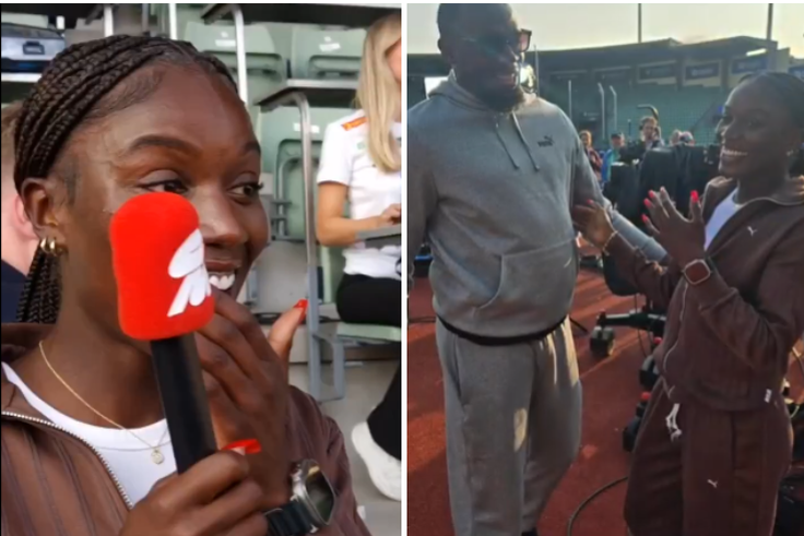 'WHAT! My heart is pounding' - Awestruck moment Olympic champion Julien Alfred met Usain Bolt for the first time