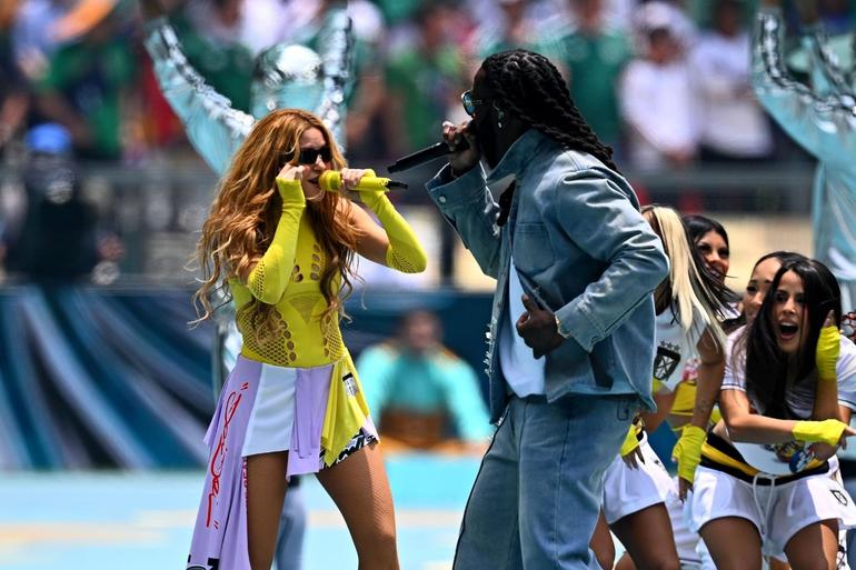 Shakira and Burna Boy perform at the FIFA World Cup opening ceremony in Mexico ((Photo by Tom Weller/picture alliance via Getty Images)