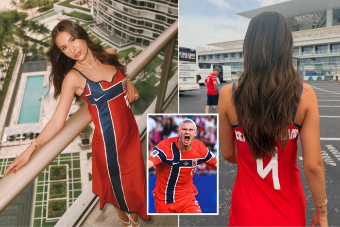 Erling Haaland’s girlfriend dubbed the ‘World Cup’s Hottest WAG,’ stuns in bespoke tribute dress