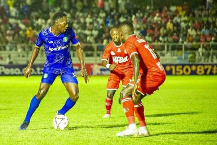Duke Abuya of Singida Fountain Gate FC in action against Simba in the Community Shield.