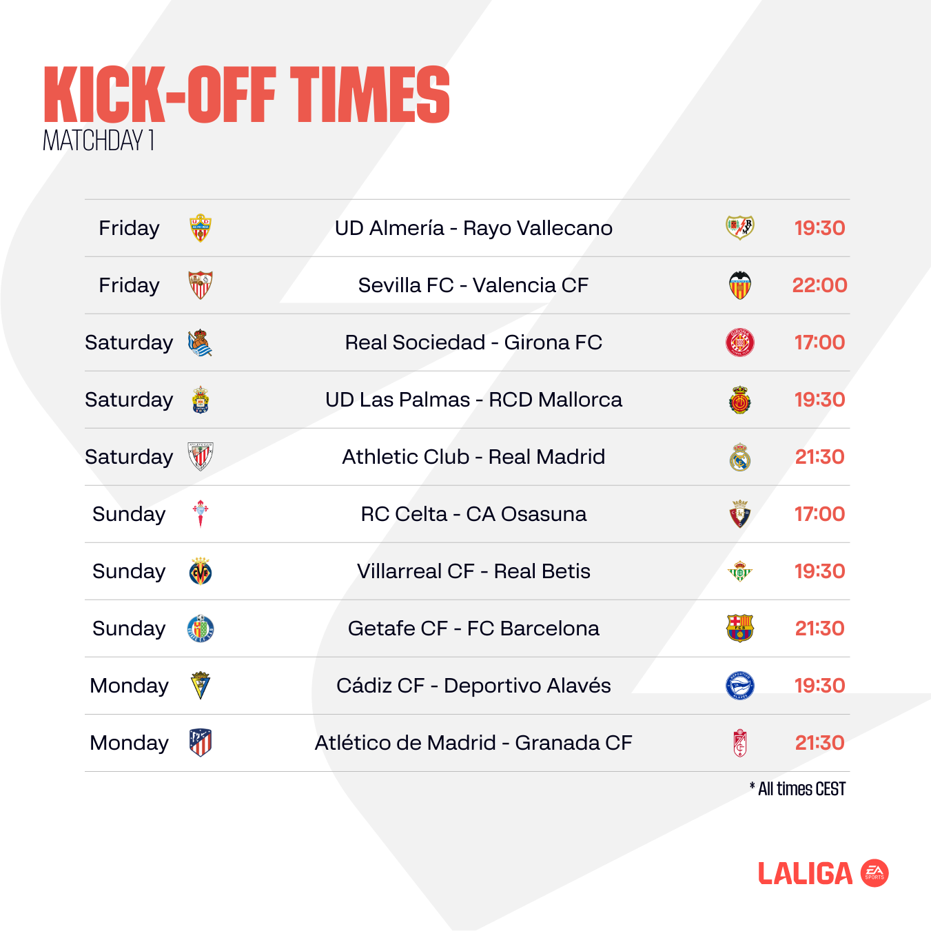 LALIGA EA Sports 2023/24 preseason fixtures