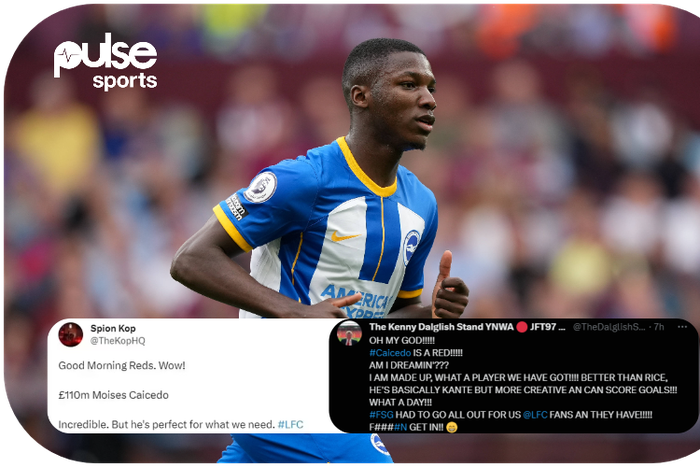 Liverpool fans make fun of Chelsea losing out on Caicedo deal || Imago and Twitter