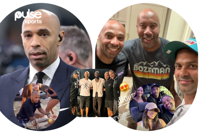 Thierry Henry shows dance move in a pool party || The Sun and Tony Parker (Instagram story)