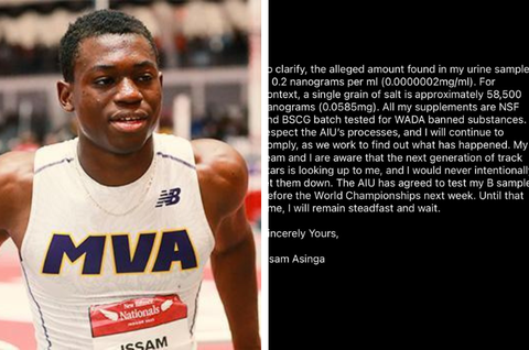 18-year-old Issam Asinga tests positive for prohibited substance, releases statement on his provisional suspension