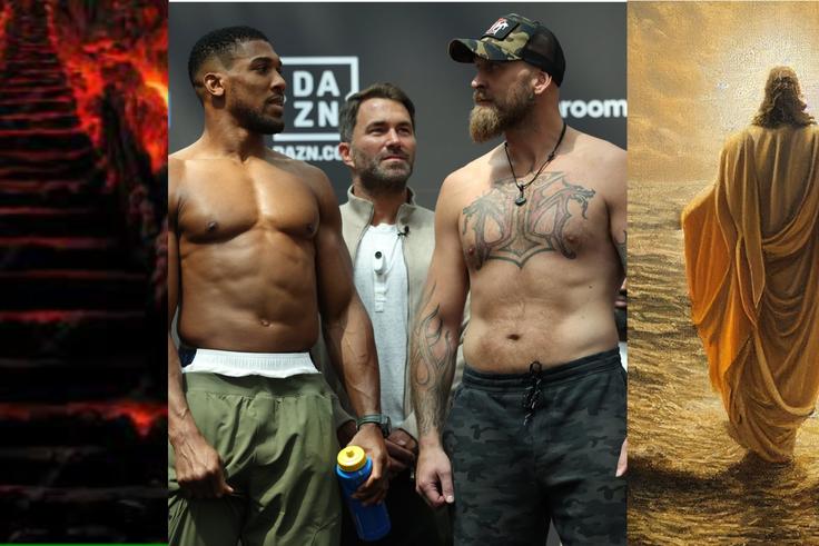 Joshua then took to his official social media platforms to show off views from the weigh-in and also call on God and hell to face Helenius.