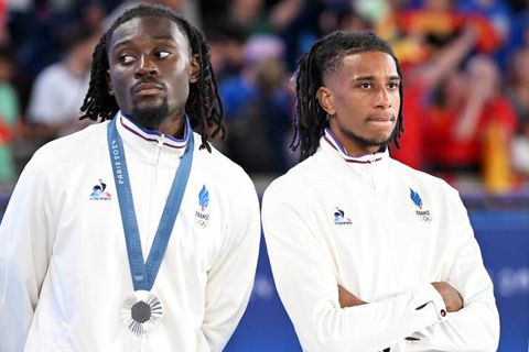 Michael Olise and Manu Kone receive silver medals | Imago