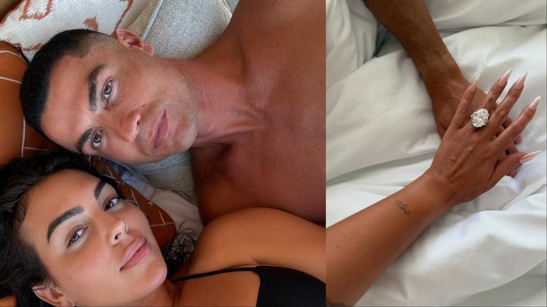 Cristiano Ronaldo no longer a bachelor, as Georgina Rodriguez says Yes I do with massive diamond ring.