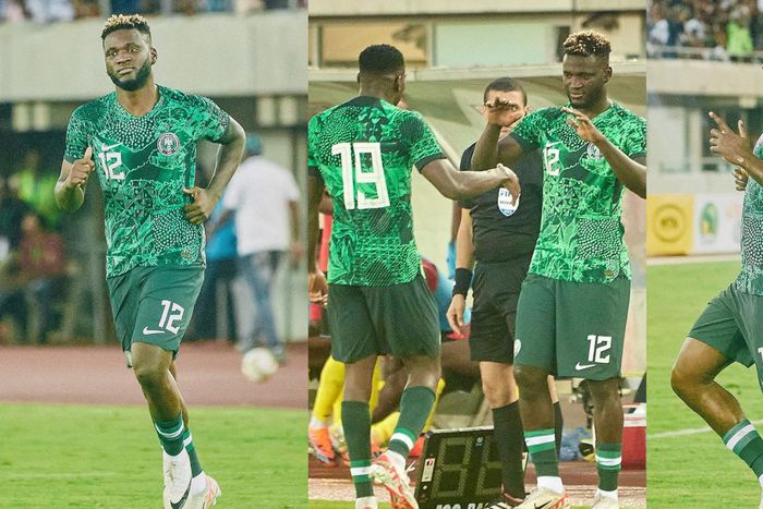 Boniface who is highly rated at the German club came off the bench in place of Taiwo Awoniyi in the 64th minute to make his international debut for Nigeria. Image Credit - Boniface/Instagram