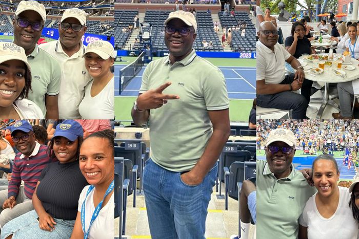 Seyi Makinde posted photos with family and friends at the Arthur Ashe Stadium in New York to watch the US Open final. Image Credit- X/Seyi Makinde
