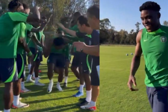 In a viral video, Fisayo Dele-Bashiru joined the Super Eagles set up in style.