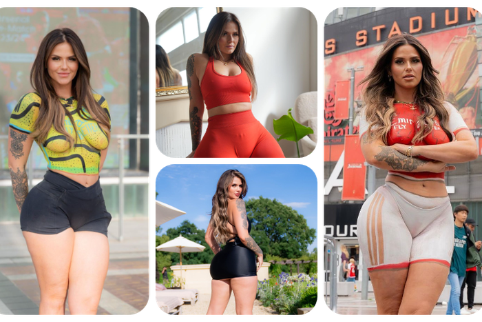 Arabella Mia an Arsenal fan who paints Arsenal's jersey on her body