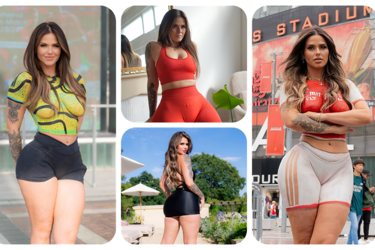 Arabella Mia an Arsenal fan who paints Arsenal's jersey on her body