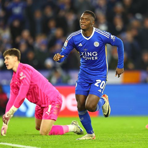 Zambia's Pascal Daka wheels off scoring for Leicester City.