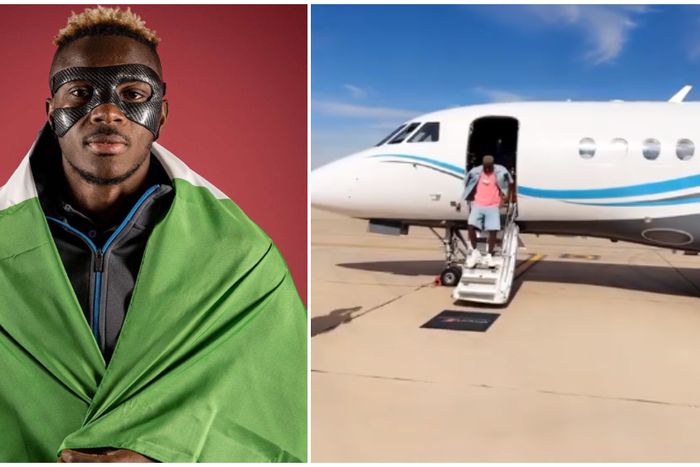 Victor Osimhen touching down.