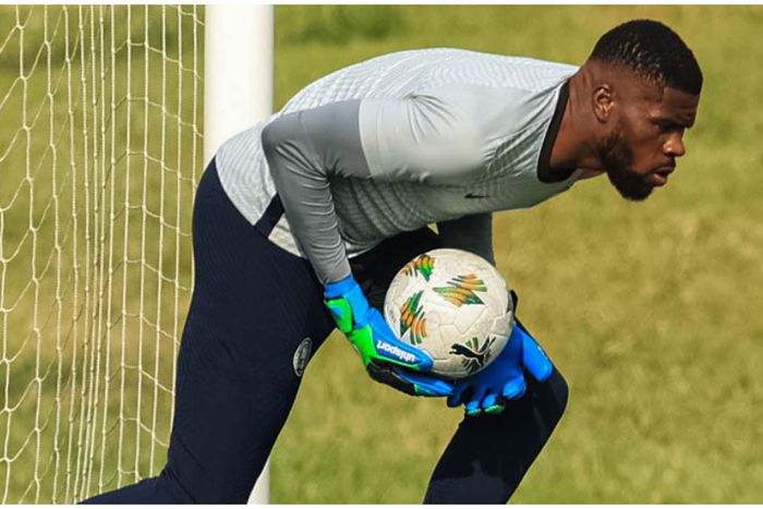 Francis Uzoho in training with the Super Eagles.