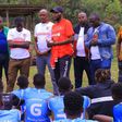 Shabana FC new coach Sammy 'Pamzo' Omollo addresses his players.