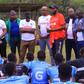 Shabana FC new coach Sammy 'Pamzo' Omollo addresses his players.