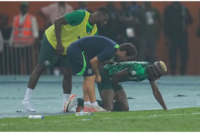 Kelechi Iheanacho and Victor Osimhen of Super Eagles during the game against Ivory Coast