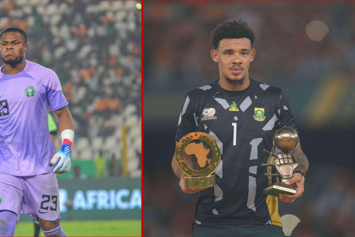 Nwabali congratulates Ronwen Williams for winning Golden Glove || Image credit: Imago