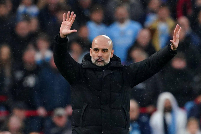Manchester City boss Pep Guardiola in the Premier League clash at Anfield || Image credit: Imago