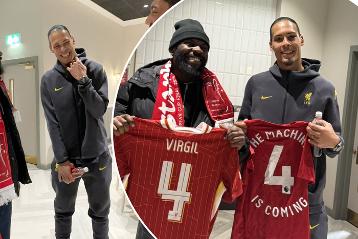 Nigerian star Odumodublvck gifted jersey by Van Dijk before Liverpool's heartbreaking UCL exit