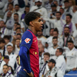 Lamine Yamal of FC Barcelona is seen in action during a league match between Real Madrid and FC Barcelona at the Santiago Bernabeu Stadium. FInal Score : Real Madrid 0 FC Barcelona 4 || Image credit: Imago