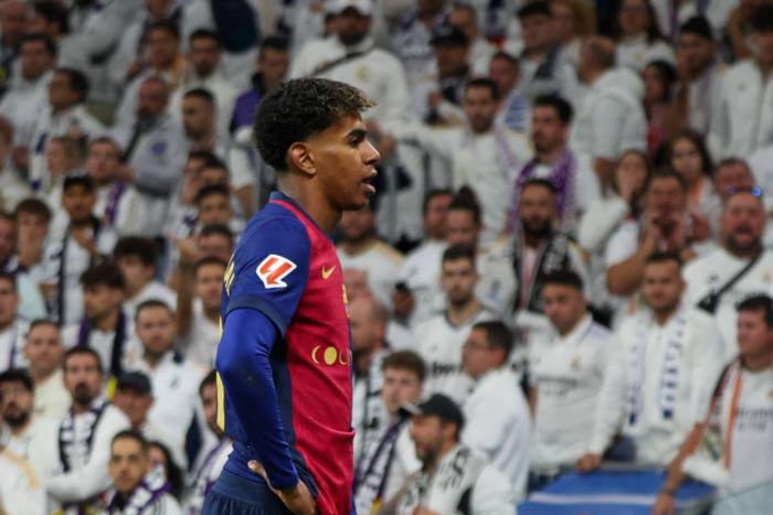 Lamine Yamal of FC Barcelona is seen in action during a league match between Real Madrid and FC Barcelona at the Santiago Bernabeu Stadium. FInal Score : Real Madrid 0 FC Barcelona 4 || Image credit: Imago