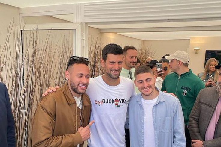 Novak Djokovic shows off football skills with Neymar and Marco Verratti
