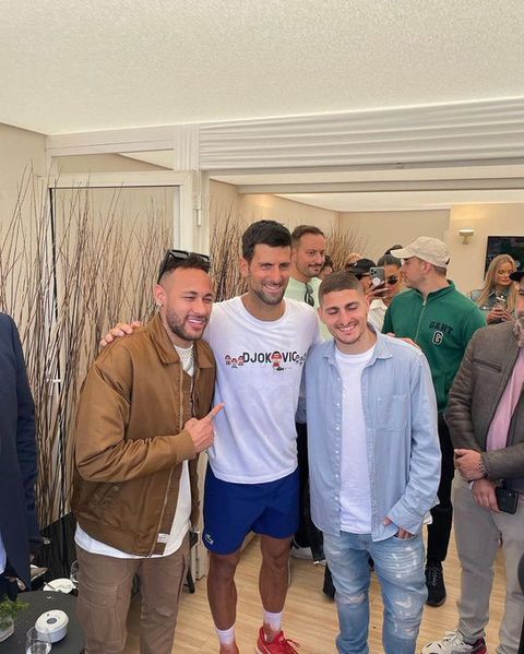 Novak Djokovic shows off football skills with Neymar and Marco Verratti