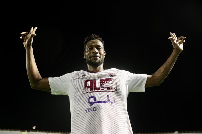 Masoud Juma celebrates after scoring for Saudi's Al-Faisaly.