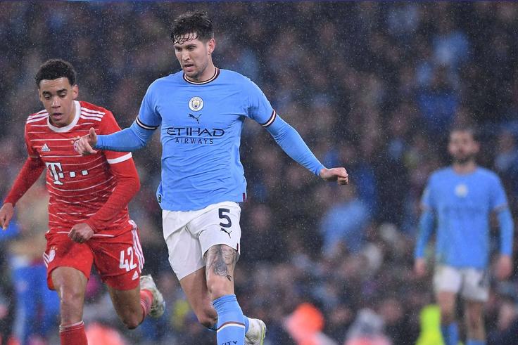 John Stones in Champions League action for Manchester City against Bayern Munich.