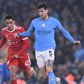 John Stones in Champions League action for Manchester City against Bayern Munich.
