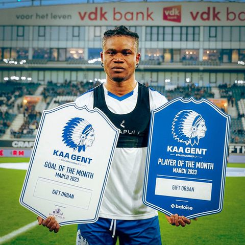 Gift Orban scoops Gent player of the month for February and March