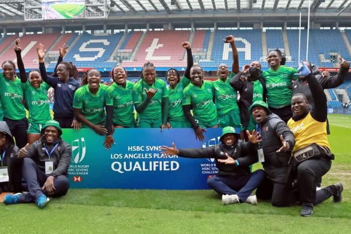 Kenya Lionesses celebrate.