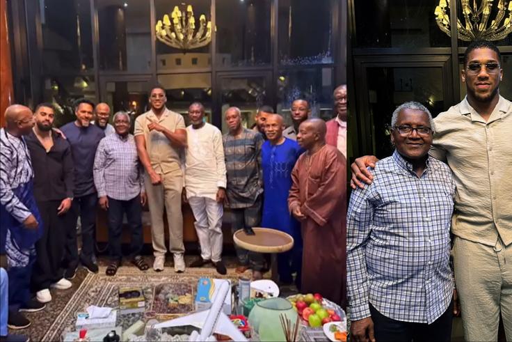 Back in Nigeria, Anthony Joshua celebrates Aliko Dangote’s Birthday with Nigerian Billionaires.