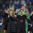 ablo Martin Gavi FC Barcelona gestures during the LaLiga match between CD Leganí s and FC Barcelona at Butarque on April 12, 2025 in Leganí s, Spain Photo by Manu Reino
