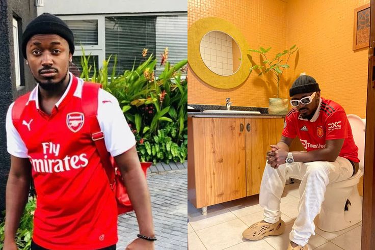 Arsenal fan Ykee Benda mocks United fans with 'toilet outfit'