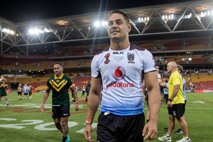 Jarryd Hayne of Fiji during the Rugby League World Cup 2017 Semi-Final match between Australia and Fiji at Suncorp Stadium, Brisbane, Australia on 24 November 2017