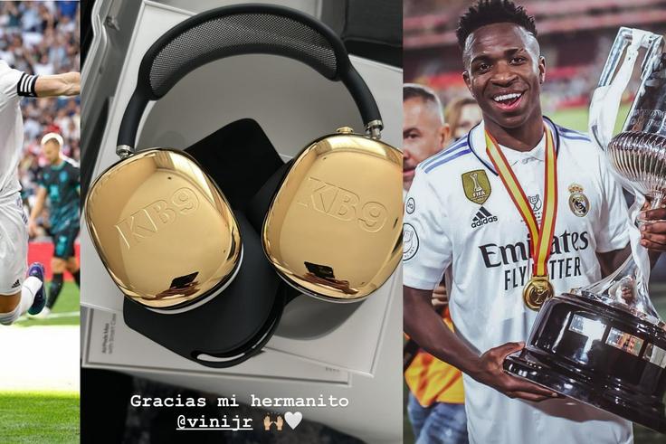 Vinicius Junior gifts Karim Benzema flashy headphones ahead of Real Madrid’s 2nd leg against Manchester City