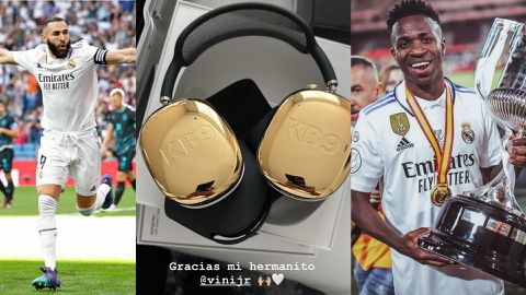 Vinicius Junior gifts Karim Benzema flashy headphones ahead of Real Madrid’s 2nd leg against Manchester City