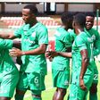 Boniface Omondi leads Gor Mahia players in celebrating a goal at Kasarani.