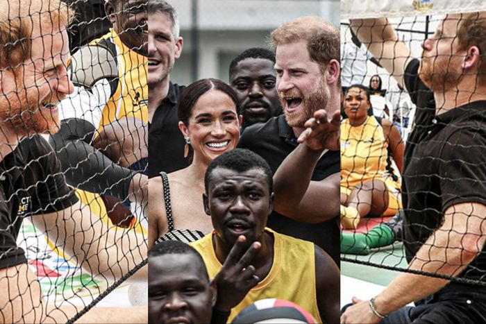 Duke and Duchess of Sussex Harry and Meghan shine with military volleyball in Nigeria.