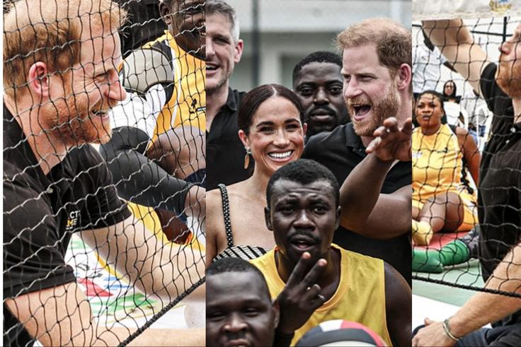 Duke and Duchess of Sussex Harry and Meghan shine with military volleyball in Nigeria.