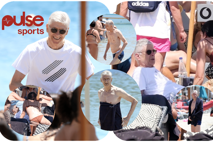 Arsene Wenger spends vacation on a beach