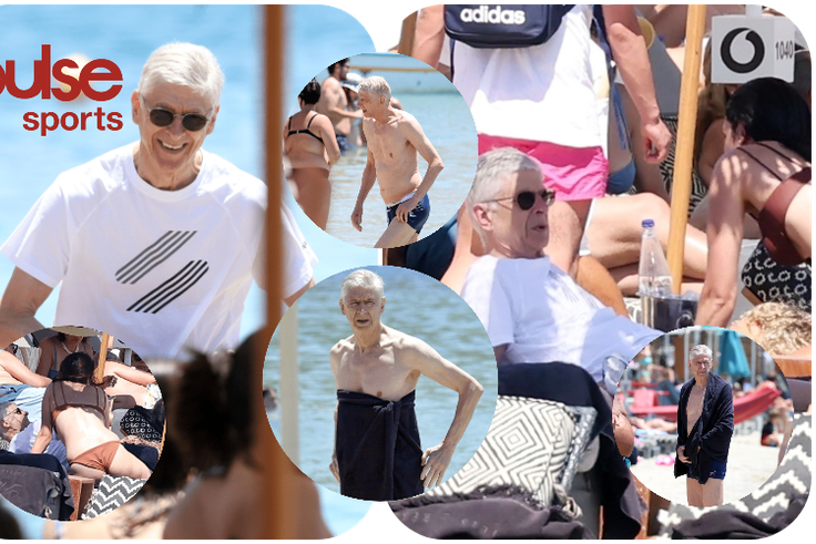 Arsene Wenger spends vacation on a beach