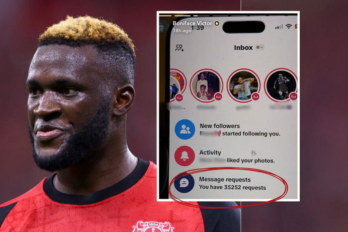 Boniface: Super Eagles star shows off the STAGGERING number of message requests on his TikTok page
