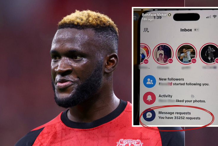 Boniface: Super Eagles star shows off the STAGGERING number of message requests on his TikTok page